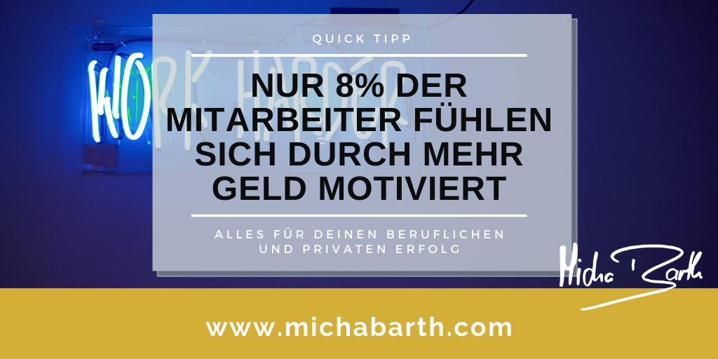 Micha M Barth Personal MENTORING - Motivation - Nur 8% können durch mehr Geld motiviert werden